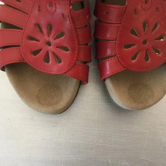 Blondo Leather Open Toe Wedge Gladiator Red Sandals Heels Women's Sz 9 W - Picture 8 of 11